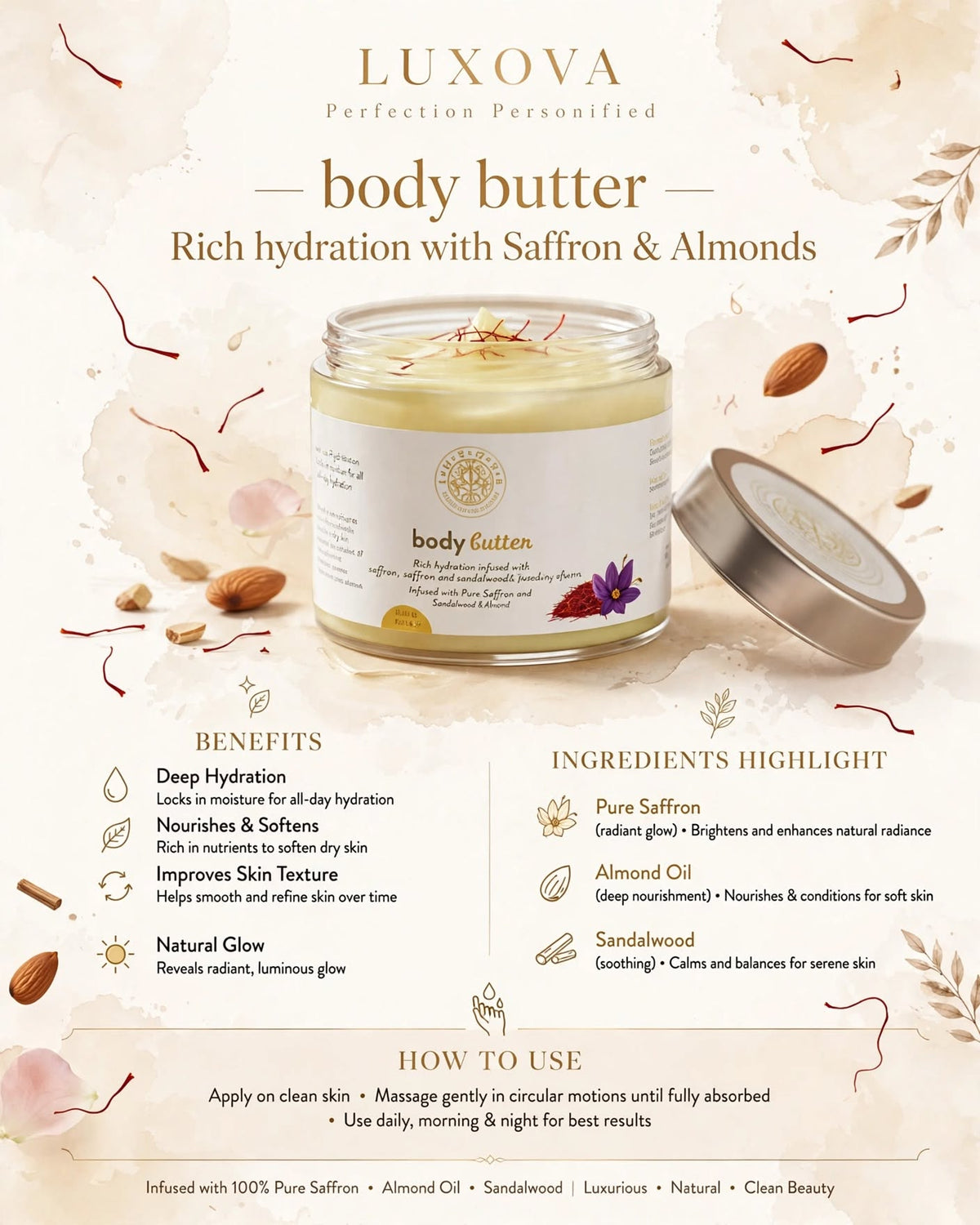 LUXOVA Saffron Body Butter Cream