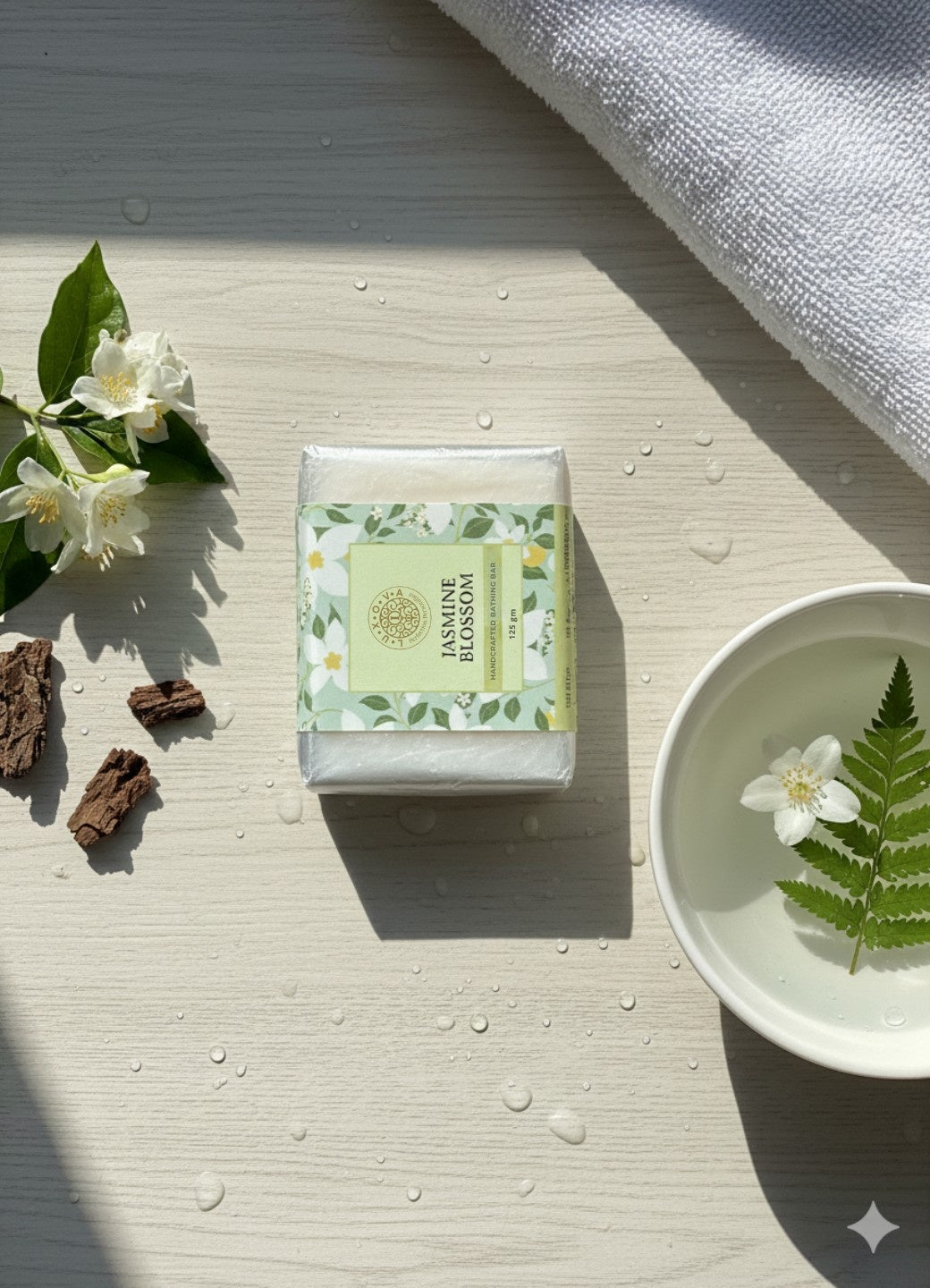 Luxova Jasmine Blossom Bathing Soap bar, 125g, with natural jasmine extract