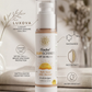 Tinted sunscreen bottle with Luxova branding and product features on a neutral background