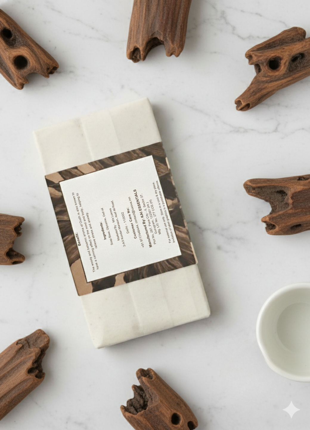Luxova Oudwood Bathing Soap packaging, luxurious woody bathing experience